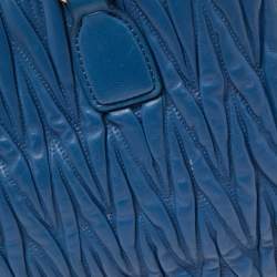 Miu Miu Blue Matelasse Leather Top Zip Tote