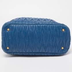 Miu Miu Blue Matelasse Leather Top Zip Tote