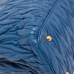 Miu Miu Blue Matelasse Leather Top Zip Tote