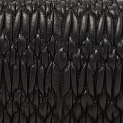 Miu Miu Black Matelassé Leather Crystal Flap Shoulder Bag