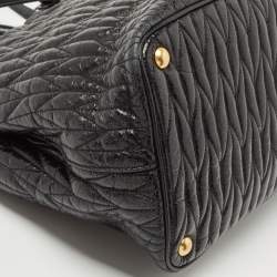 Miu Miu Black Matelassé Leather Bow Tote