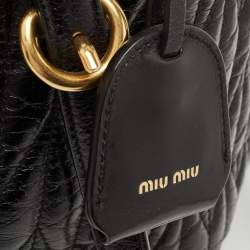 Miu Miu Black Matelassé Leather Bow Tote