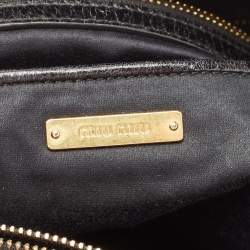 Miu Miu Black Matelassé Leather Bow Tote
