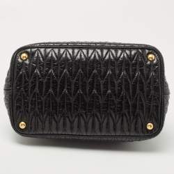 Miu Miu Black Matelassé Leather Bow Tote