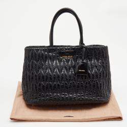 Miu Miu Black Matelassé Leather Bow Tote