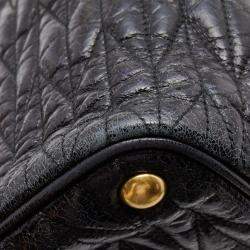 Miu Miu Black Matelassé Leather Bow Tote