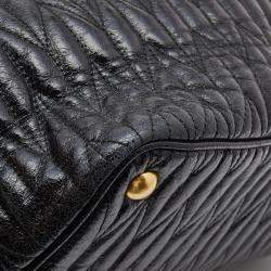 Miu Miu Black Matelassé Leather Bow Tote