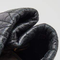 Miu Miu Black Matelassé Leather Bow Tote