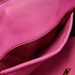 Miu Miu Fuchsia Matelasse Leather Zip Satchel