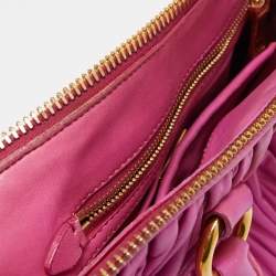 Miu Miu Fuchsia Matelasse Leather Zip Satchel