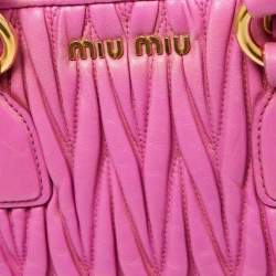Miu Miu Fuchsia Matelasse Leather Zip Satchel
