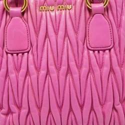 Miu Miu Fuchsia Matelasse Leather Zip Satchel