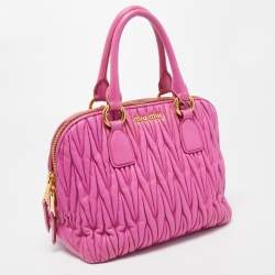 Miu Miu Fuchsia Matelasse Leather Zip Satchel