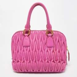 Miu Miu Fuchsia Matelasse Leather Zip Satchel