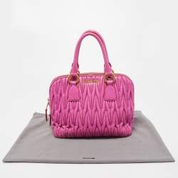 Miu Miu Fuchsia Matelasse Leather Zip Satchel