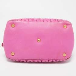 Miu Miu Fuchsia Matelasse Leather Zip Satchel