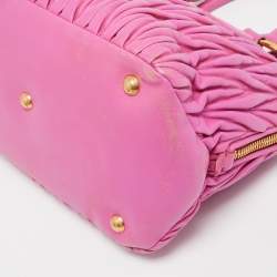 Miu Miu Fuchsia Matelasse Leather Zip Satchel