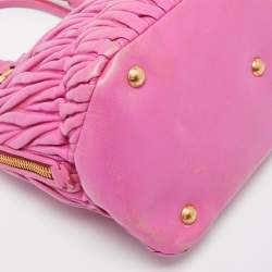 Miu Miu Fuchsia Matelasse Leather Zip Satchel