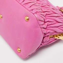 Miu Miu Fuchsia Matelasse Leather Zip Satchel