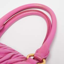 Miu Miu Fuchsia Matelasse Leather Zip Satchel