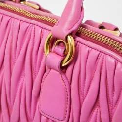 Miu Miu Fuchsia Matelasse Leather Zip Satchel