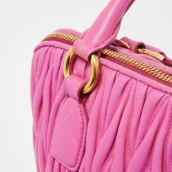 Miu Miu Fuchsia Matelasse Leather Zip Satchel
