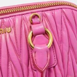 Miu Miu Fuchsia Matelasse Leather Zip Satchel