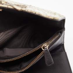 Miu Miu Cream Watersnake Leather Bow Flap Compact Wallet