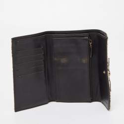 Miu Miu Cream Watersnake Leather Bow Flap Compact Wallet