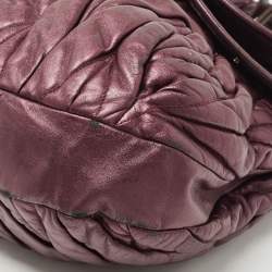 Pre Owned Miu Miu Metallic Purple Matelasse Lux Leather Coffer Hobo