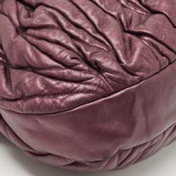 Pre Owned Miu Miu Metallic Purple Matelasse Lux Leather Coffer Hobo