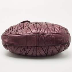 Pre Owned Miu Miu Metallic Purple Matelasse Lux Leather Coffer Hobo