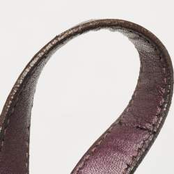 Pre Owned Miu Miu Metallic Purple Matelasse Lux Leather Coffer Hobo