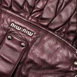 Pre Owned Miu Miu Metallic Purple Matelasse Lux Leather Coffer Hobo