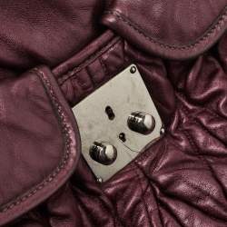 Pre Owned Miu Miu Metallic Purple Matelasse Lux Leather Coffer Hobo