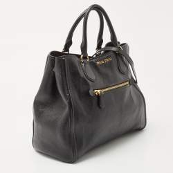 Pre Owned حقيبة يد توتس ميو ميو جلد مادراس أسود بيد مرصعة