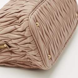 Miu Miu Beige Matelasse Leather Top Zip Tote