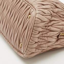 Miu Miu Beige Matelasse Leather Top Zip Tote