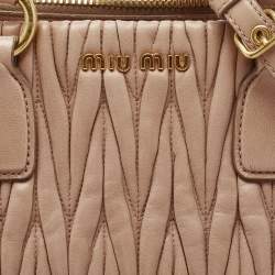 Miu Miu Beige Matelasse Leather Top Zip Tote