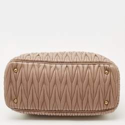 Miu Miu Beige Matelasse Leather Top Zip Tote