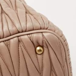 Miu Miu Beige Matelasse Leather Top Zip Tote