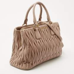 Miu Miu Beige Matelasse Leather Top Zip Tote