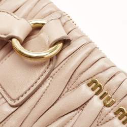 Miu Miu Beige Matelasse Leather Top Zip Tote