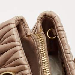 Miu Miu Beige Matelasse Leather Top Zip Tote