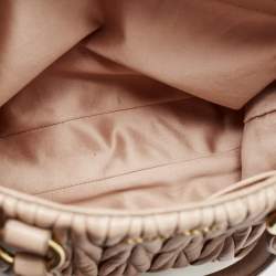 Miu Miu Beige Matelasse Leather Top Zip Tote