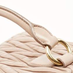Miu Miu Beige Matelasse Leather Top Zip Tote