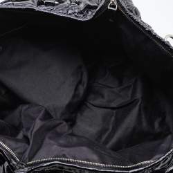 Pre Owned Miu Miu Black Quilted Patent Leather Hobo