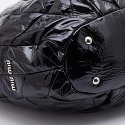 Pre Owned Miu Miu Black Quilted Patent Leather Hobo