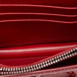 Miu Miu Red Patent Leather Logo Crystals Flap Wallet on Chain