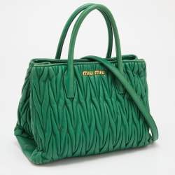 Miu Miu Green Matelassé Leather Snap Tote